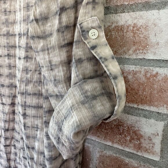 Tommy Bahama Lightweight Button Beach Roll Tab Shirt Small Beige Gray - Picture 9 of 10